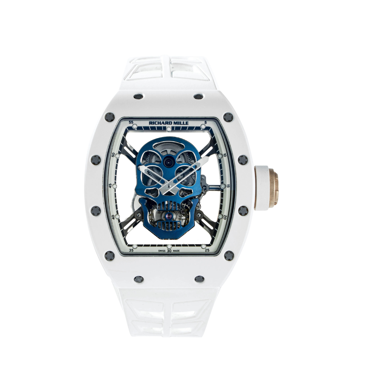 RM52-01 White Ceramic Blue Skull