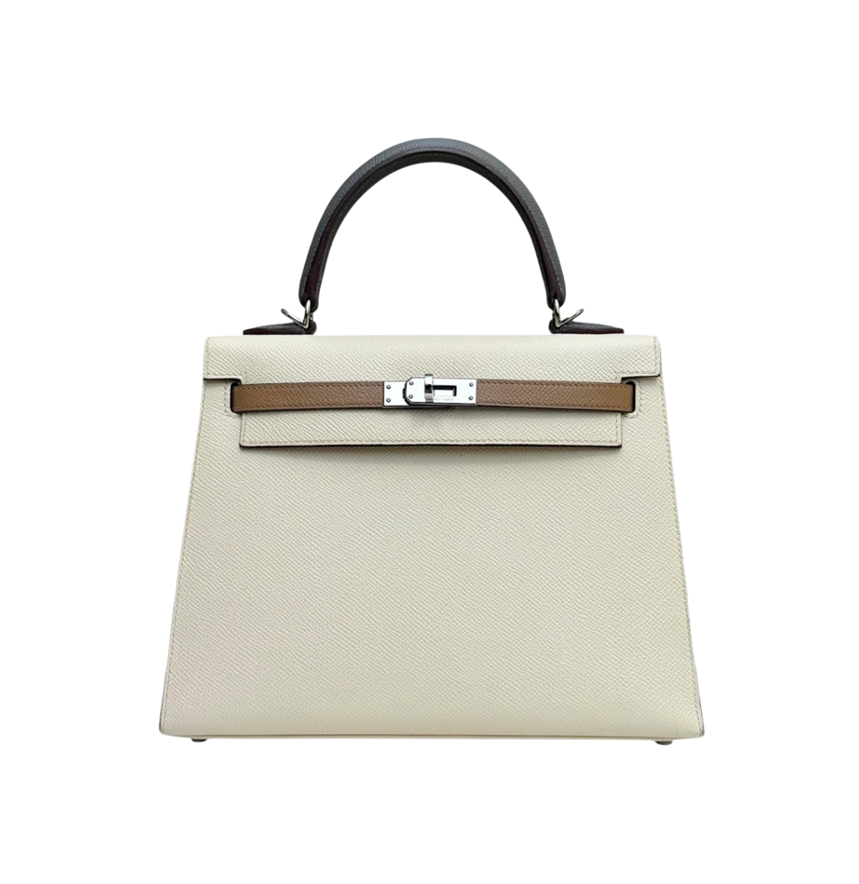 Hermès Kelly 25 Tricolor Nata/Chai/Gris Meyer Epsom PHW