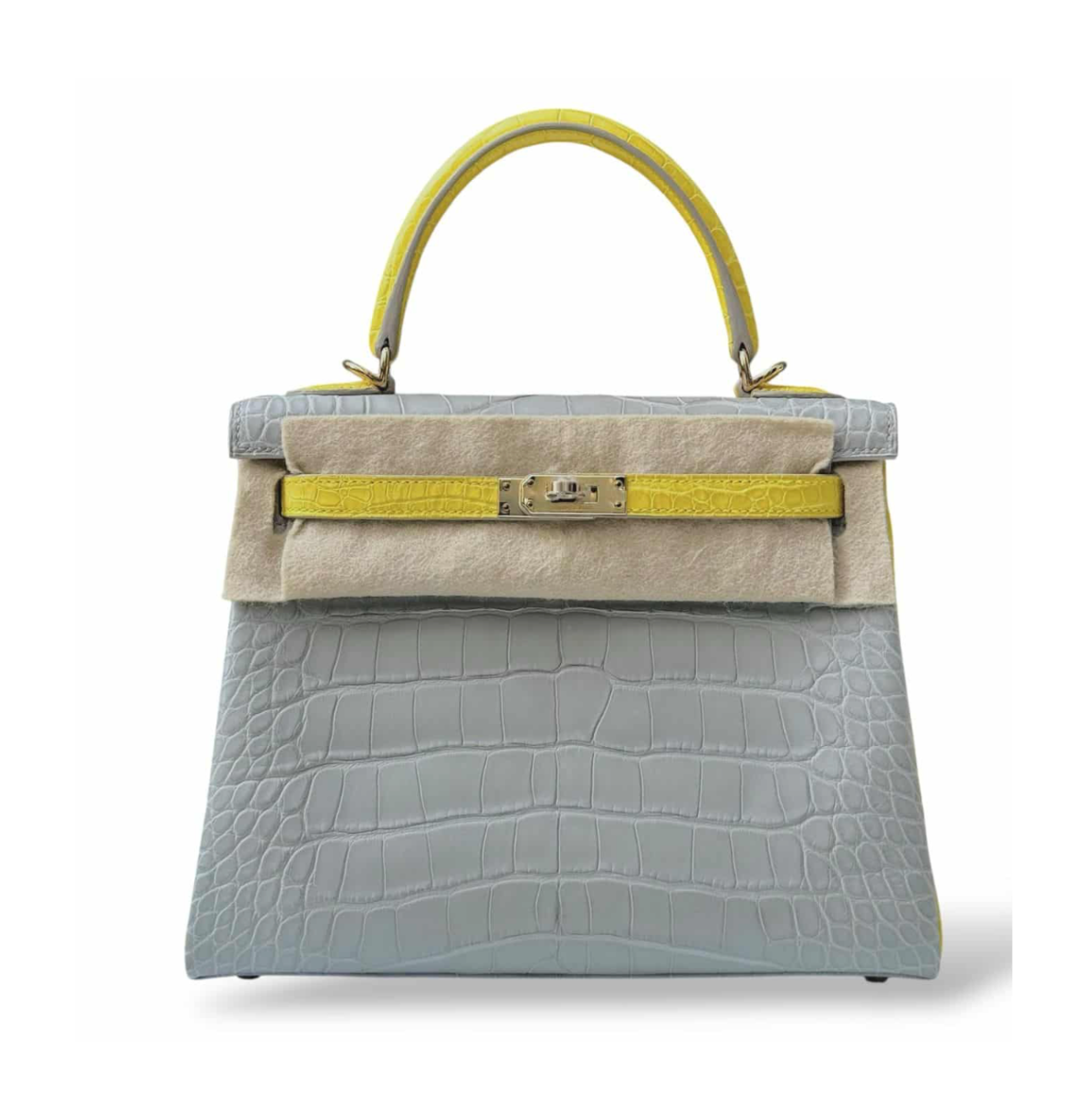 Hermès Kelly 25 SO Gris Perle/Mimosa Alligator PBHW