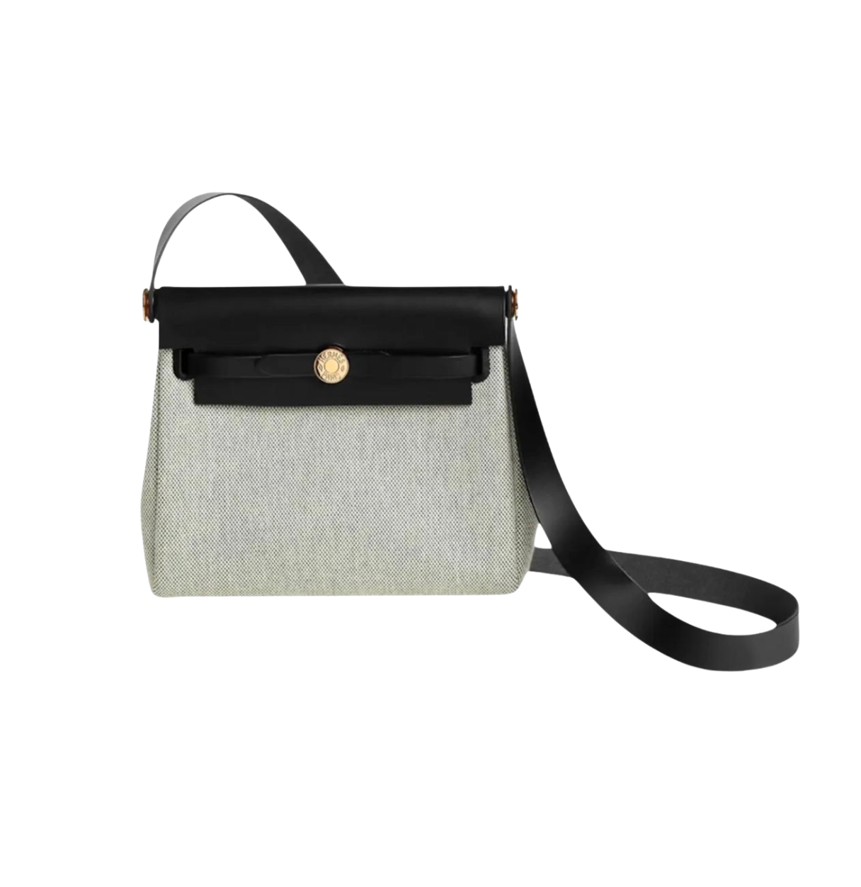 Hermès Mini Herbag Zip 20 Noir/Ecru GHW