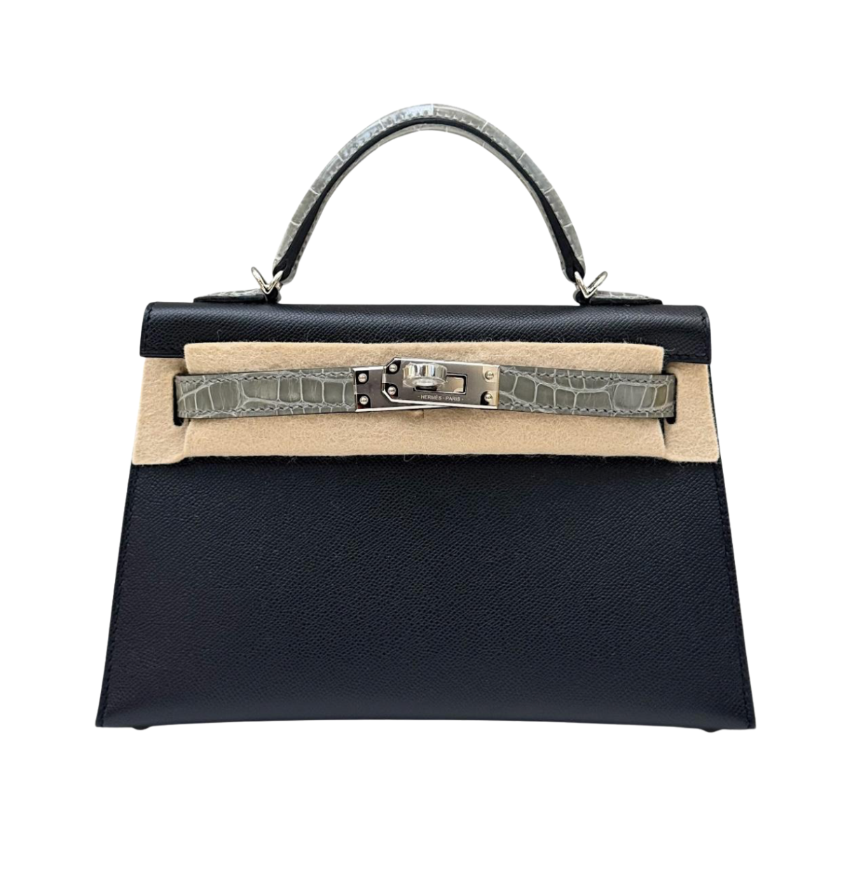 Hermès Kelly Mini Black/Gris Ciment Touch PHW